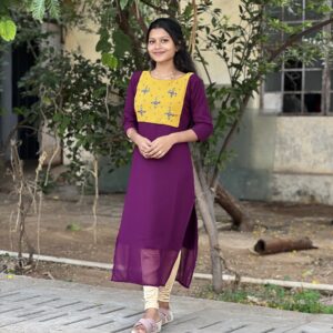 SIDE OPEN NECK AARI WORK KURTIS-1008