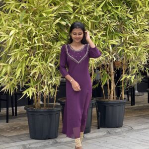 ALINE NECK AARI WORK KURTIS-1007