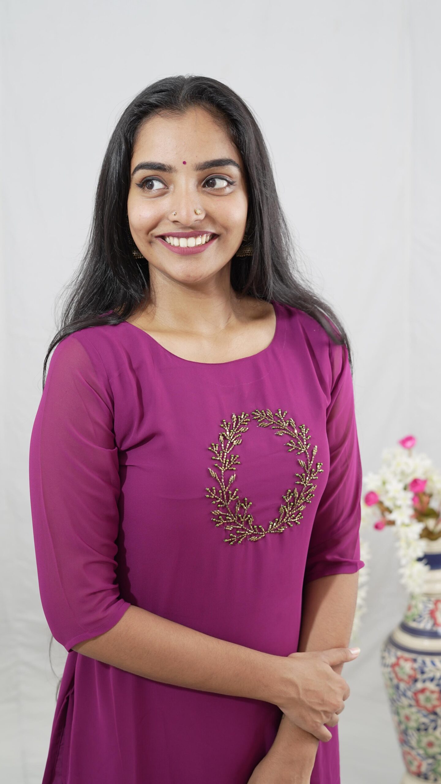 SIDE OPEN HAND WORK KURTIS-1013 - Image 2