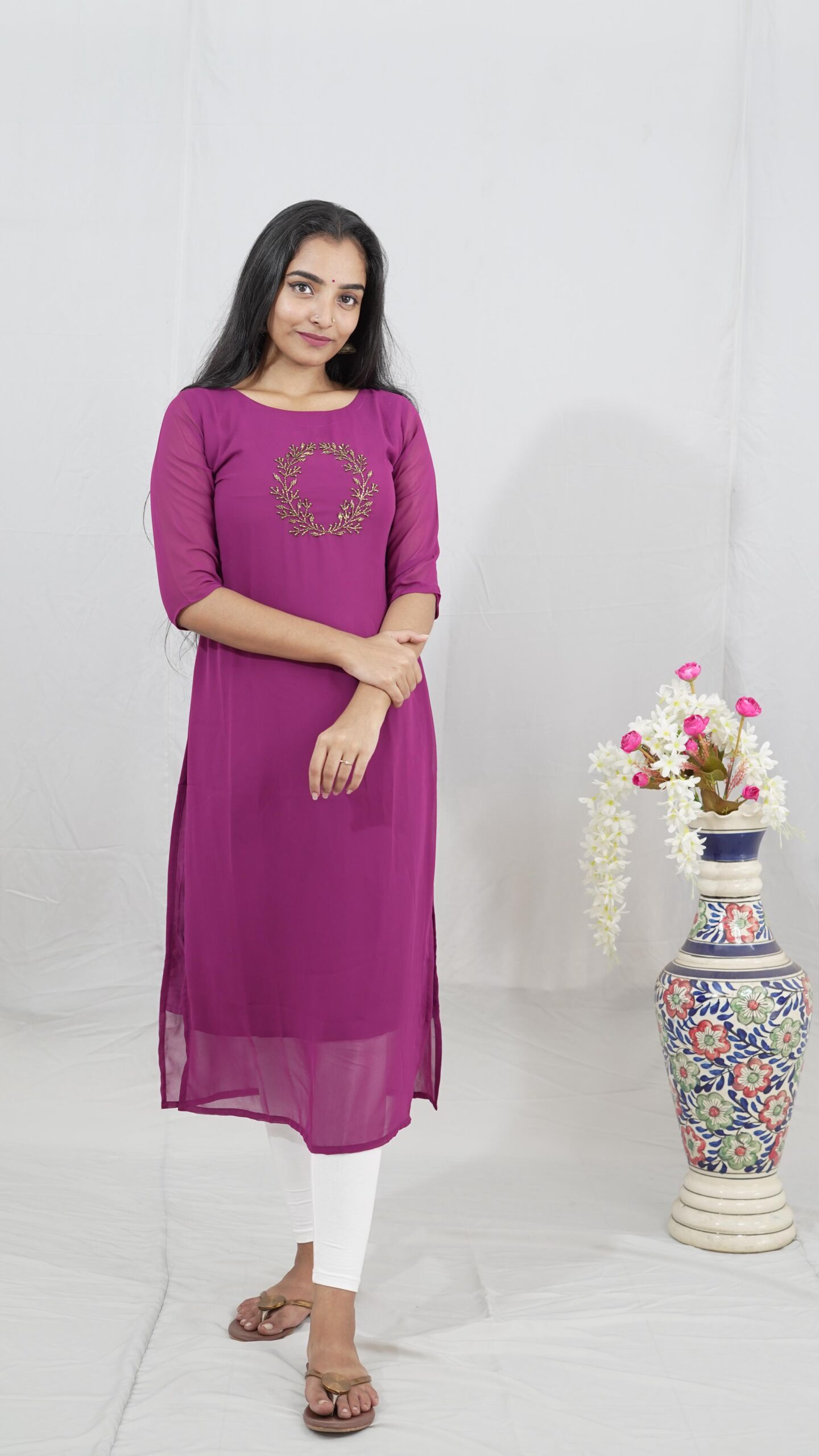 SIDE OPEN HAND WORK KURTIS-1013