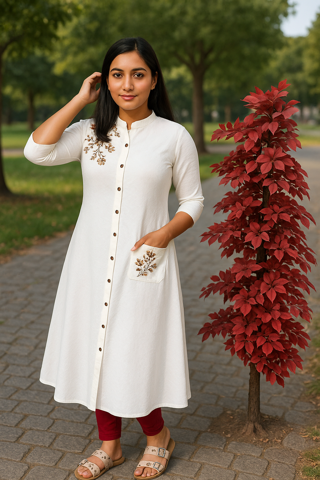 A LINE IMPORTED FABRIC KURTI-1014 - Image 2