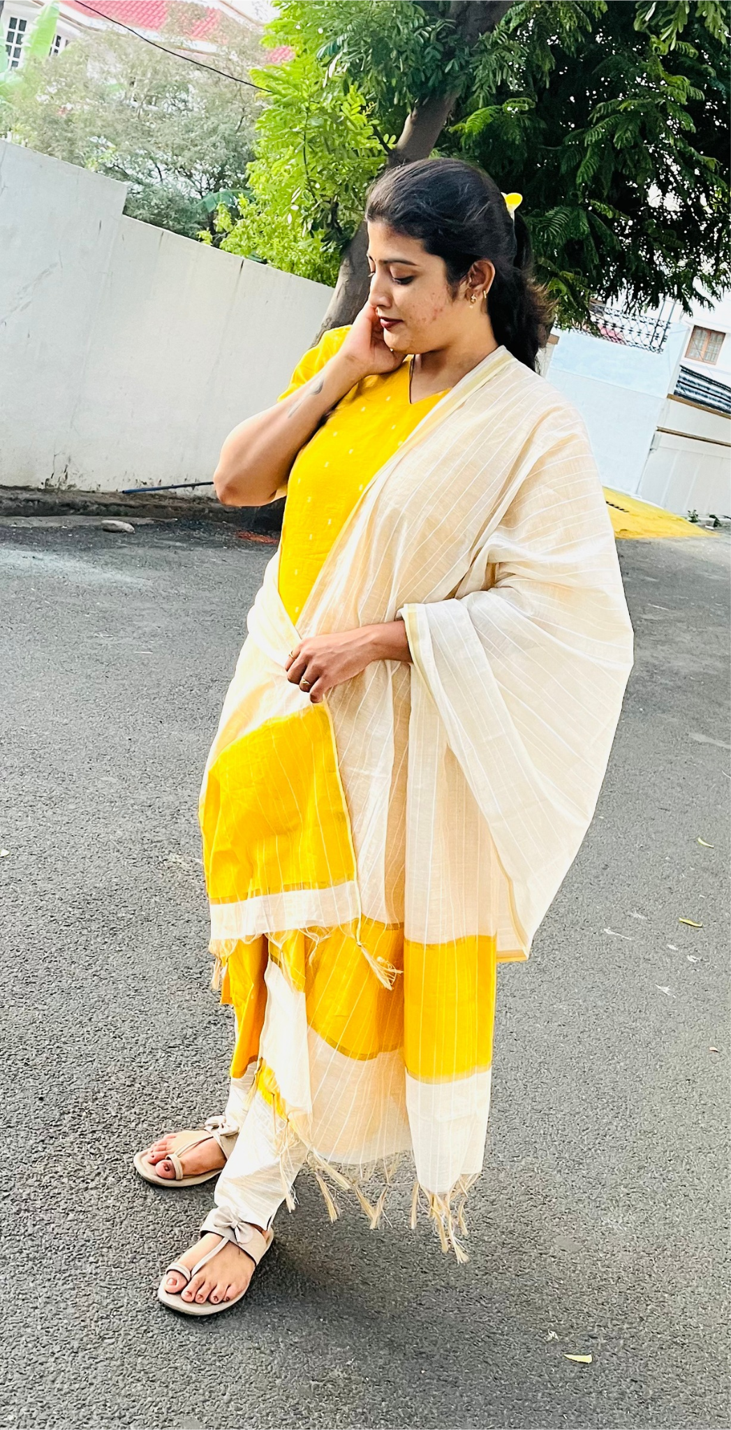 COTTON LENIN CHUDITHAR SET-1020 - Image 2