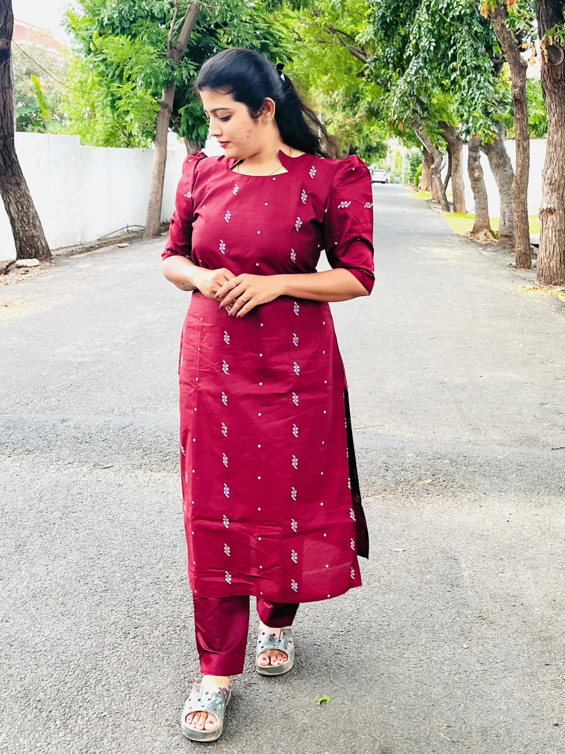 COTTON LENIN CHUDITHAR SET-1022 - Image 2