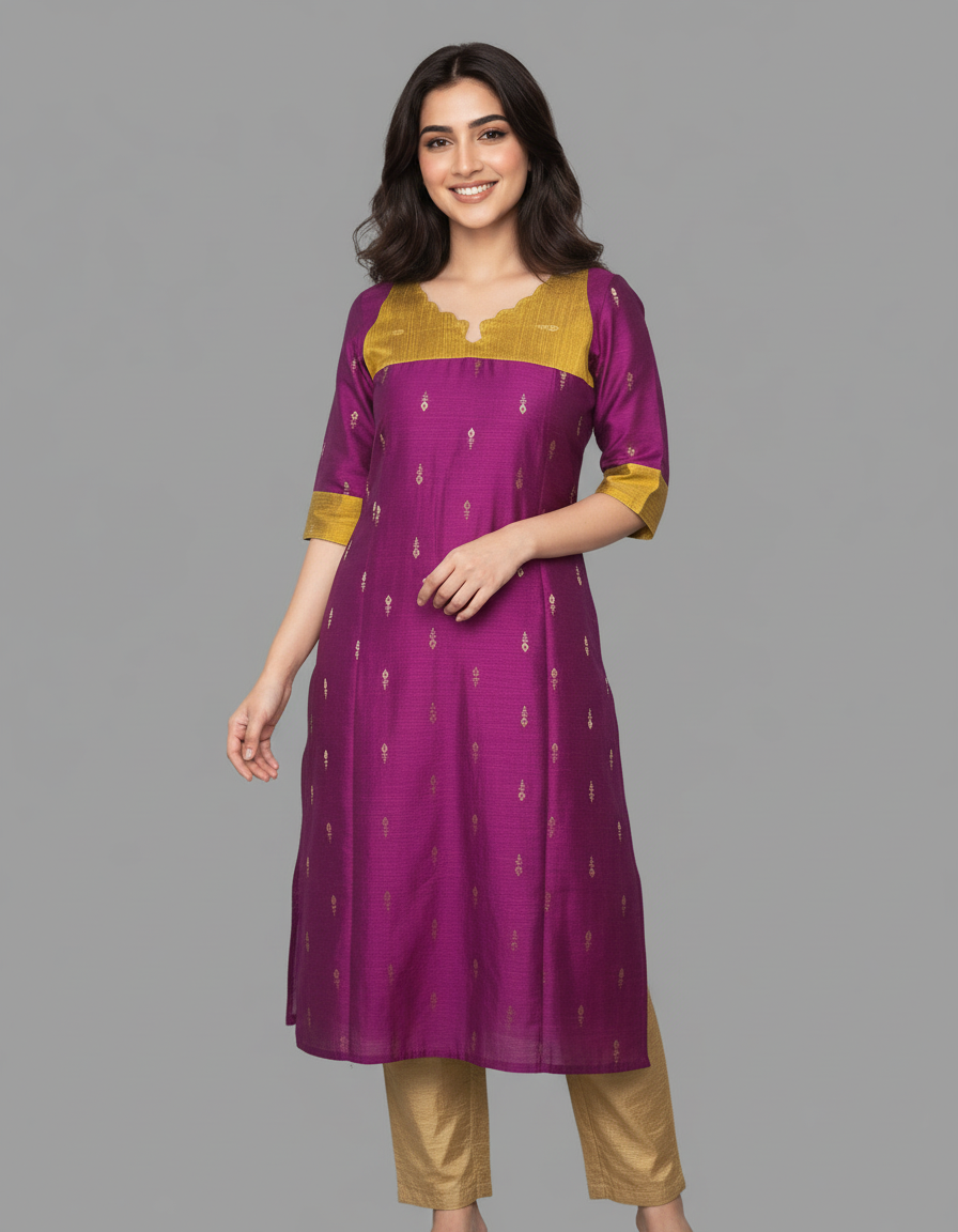 RAW SILK KURTI TOP-1037 - Image 2