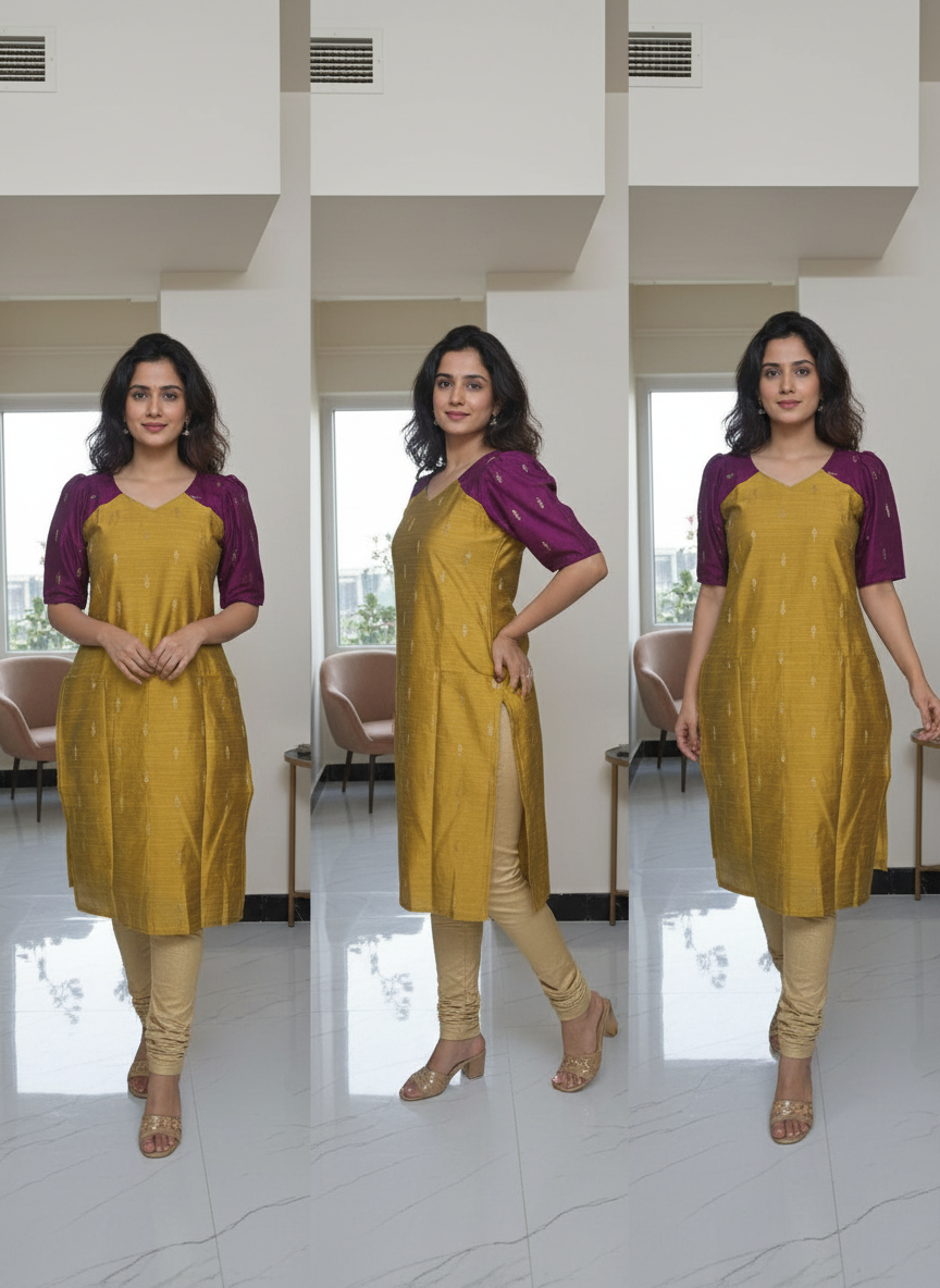 RAW SILK KURTI TOP-1035