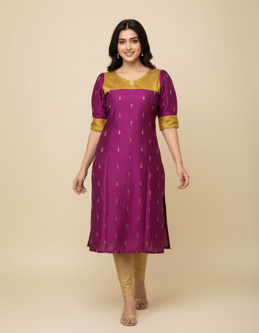 RAW SILK KURTI TOP-1037